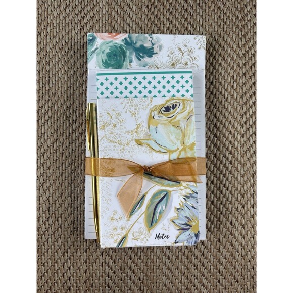 PATINA VIE, Hallmark, Memo Pad Set With Gold Pen, NEW - Picture 1 of 3